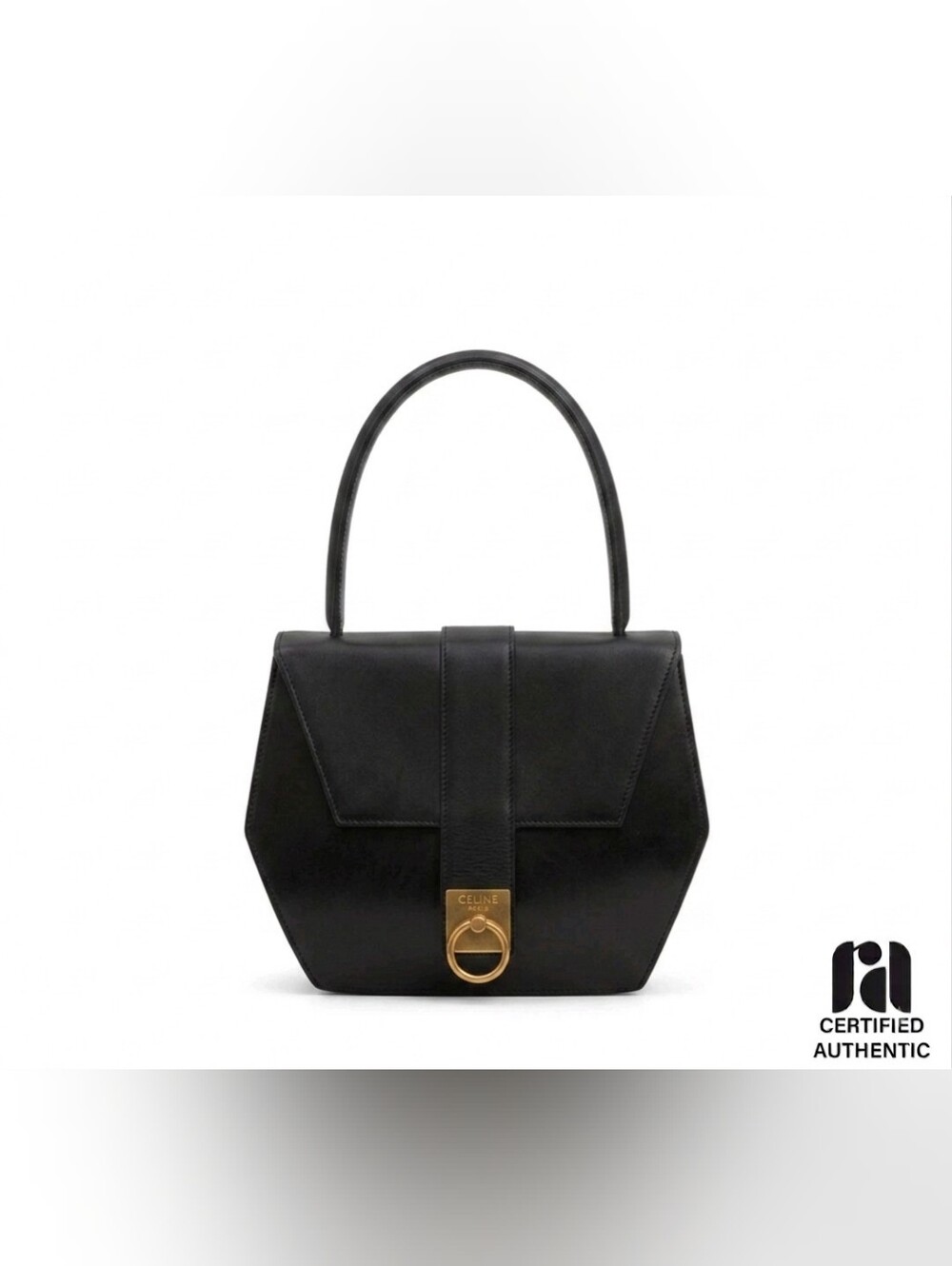 Celine Black Leather Shoulder Bag with Gold Hardware